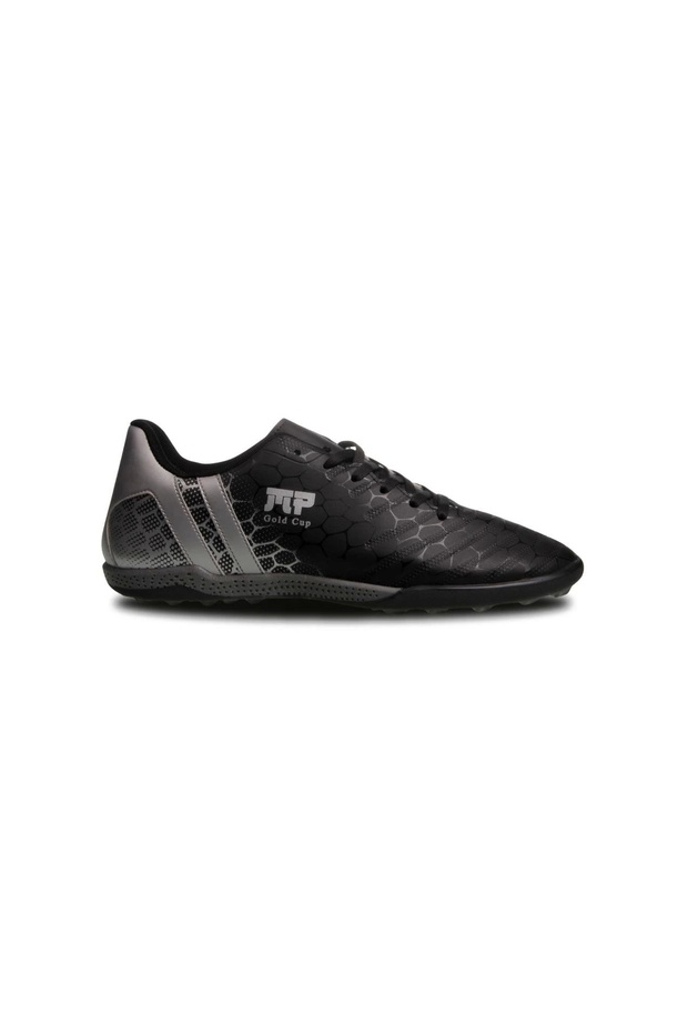 M.P Unisex Lace-Up Black-Silver Astroturf Football Shoes 241-1356Gr