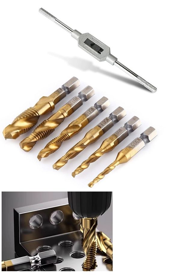 Klavuz Seti Bits sapı Matkap veya Kılavuz Kol ile kullanım M3 M4 M5 M6 M8 M10 Ahşap metal derlin pah - 1