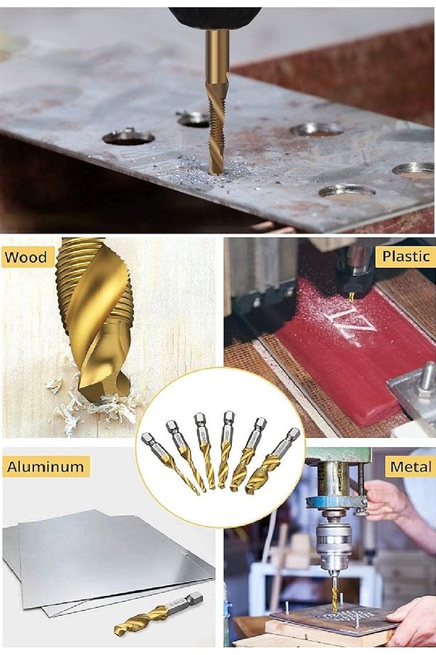 Klavuz Seti Bits sapı Matkap veya Kılavuz Kol ile kullanım M3 M4 M5 M6 M8 M10 Ahşap metal derlin pah - 4