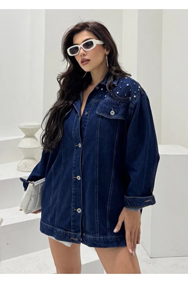 Taşlı Kot Ceket - 1