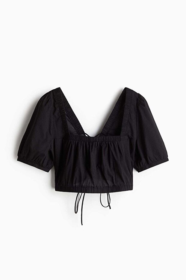 Lacing-detail cotton blouse