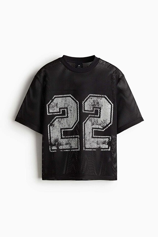 Oversized Fit Printed mesh T-shirt