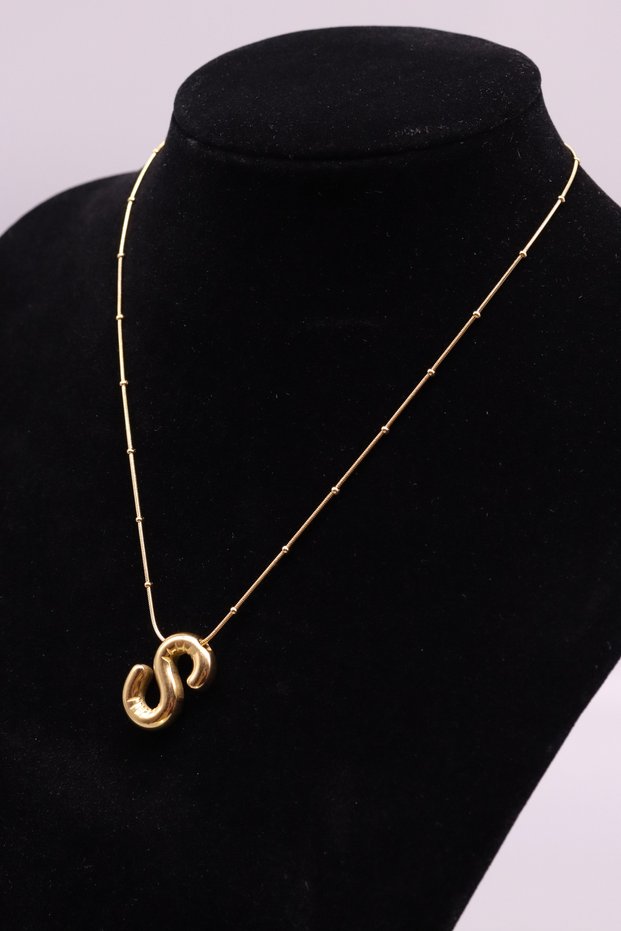 Women's Steel Balloon Letter Necklace. Letter S Necklace.