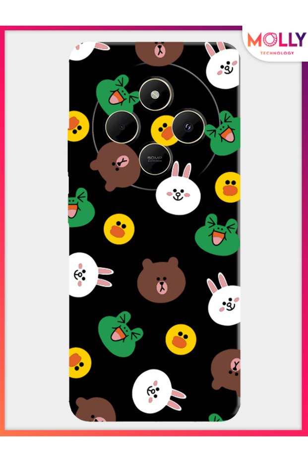 غطاء سيليكون أسود بنمط Bubble Buddies بنمط الفقاعات ل Xiaomi Redmi 14C 4G