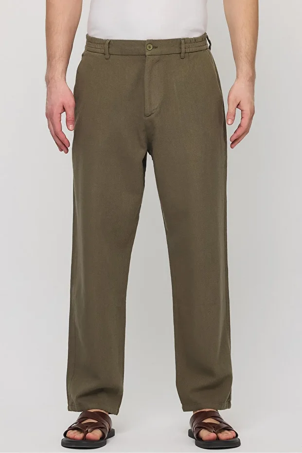 Mizar Relaxed Fit Pamuklu Pantolon Haki Yeşil - 2