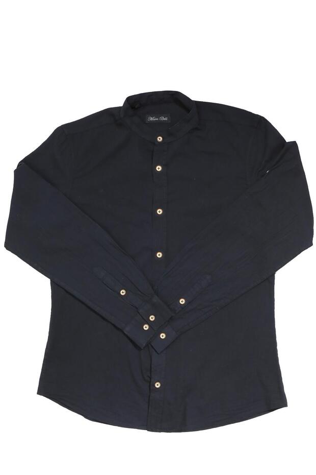 Slim Fit Long Sleeve Easy-Iron Sweat-Absorbing Breathable Texture Four Seasons Black Men's Shirt