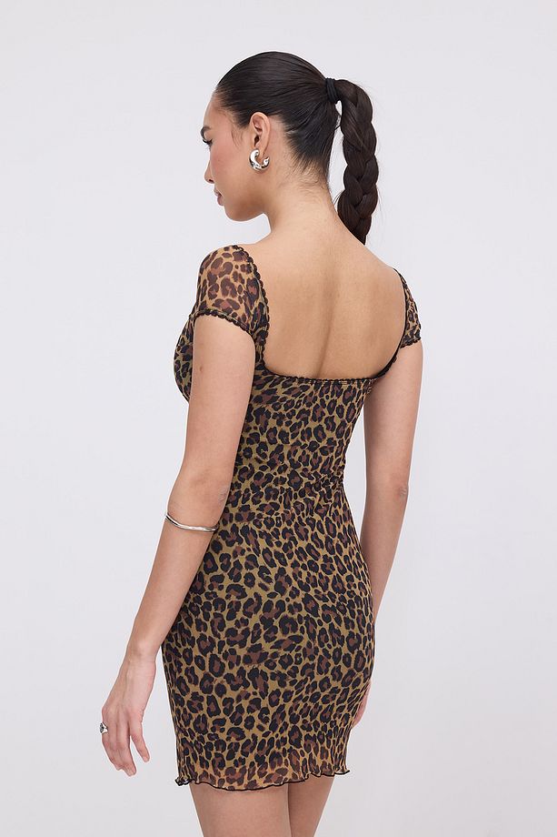 Leopar Desenli Astarlı Mini Elbise E1691-N13 - 6