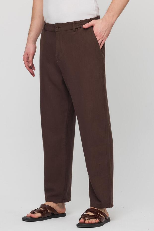 Mizar Relaxed Fit Pamuklu Pantolon Kahve Rengi - 2
