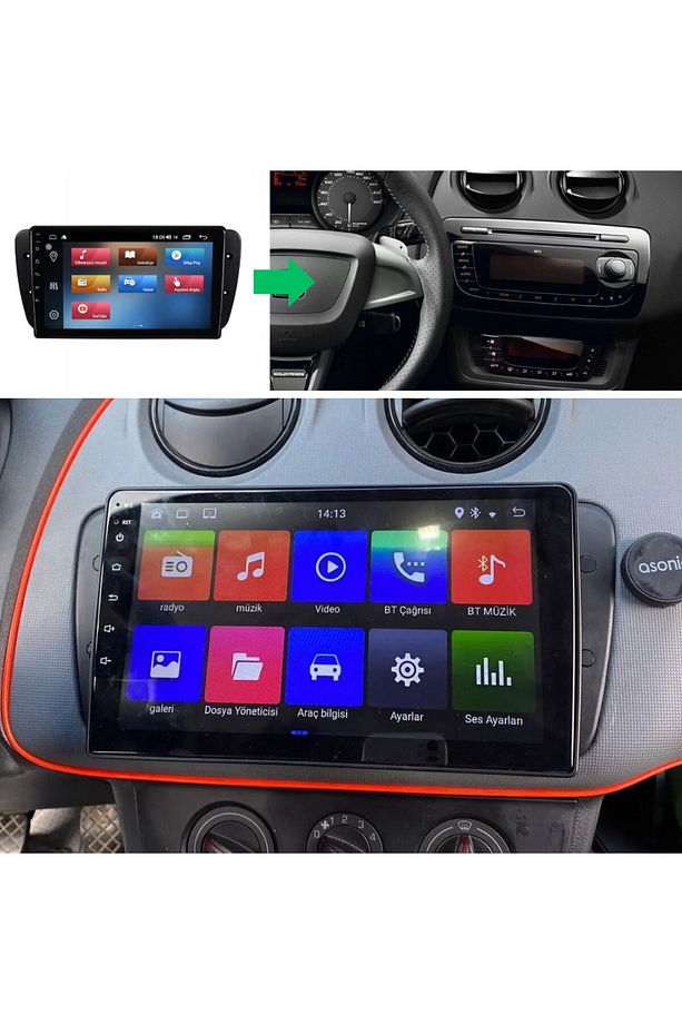 Seat Ibiza Araç Multimedya Android Ekran Carplay Navigasyon Double Teyp 4+64 9" 09-15 Black BLUEWAY - 5