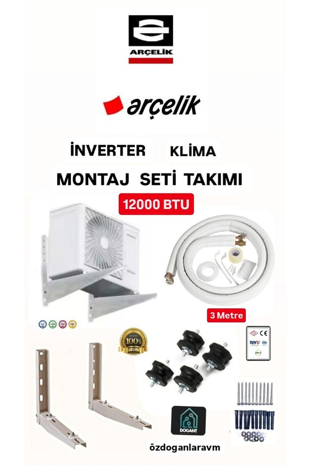 Klima Montaj Seti  1/4-3/8 3 Metre Boru 50 cm Ayak Titreşim Takozu - 1