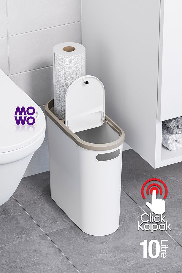 Click 10 Lt Çöp Kovası Beyaz, Mutfak, Banyo, Tuvalet Çöp Kutusu - 3
