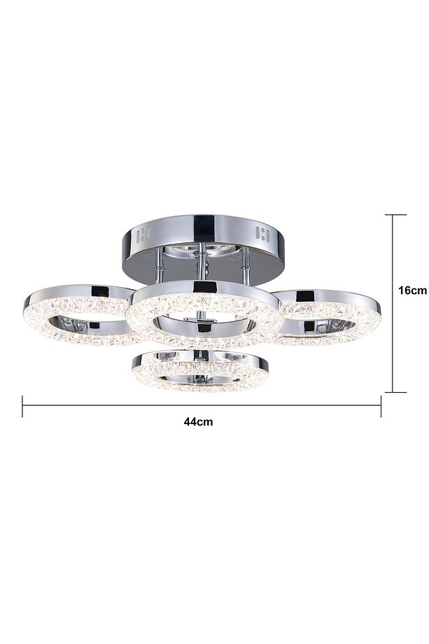 Oylum 4'lü Krom 24 Watt Kristalli Koridor Salon Led Plafonyer Avize - 6