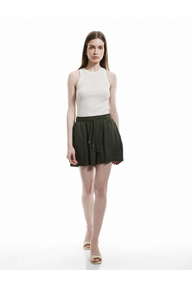 Regular Fit Cepli Beli Bağcıklı Normal Paça Mini Şort - 2