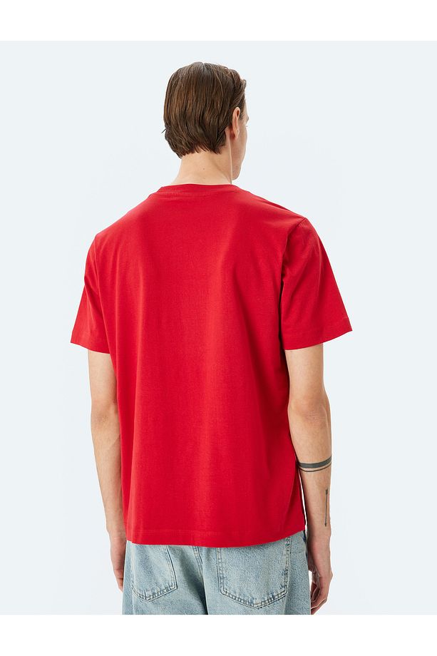 Pamuklu Bisiklet Yaka Regular Fit Kısa Kollu Basic Tişört - 4