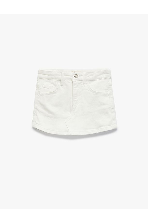 Pamuklu Cep Detaylı Basic Denim Şort Etek - 1