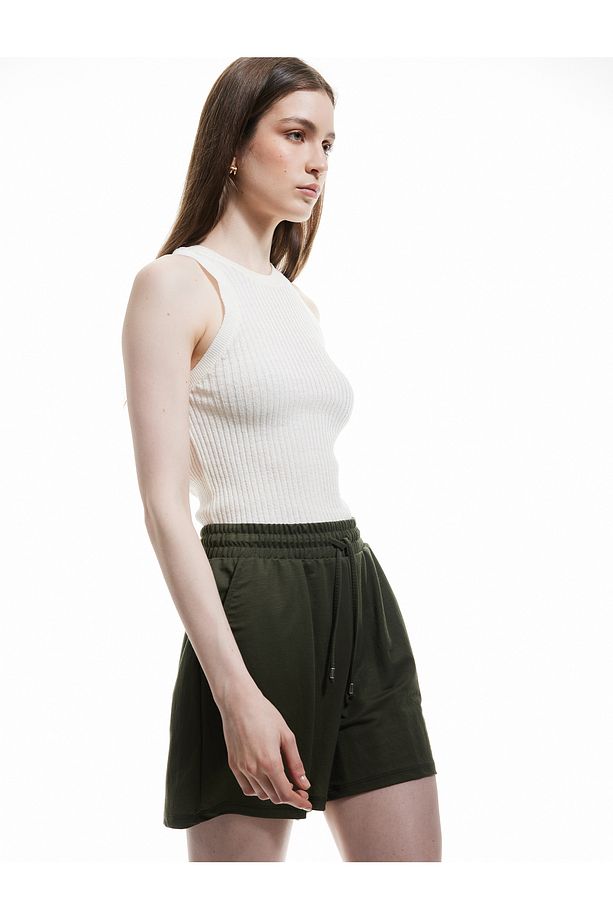 Regular Fit Cepli Beli Bağcıklı Normal Paça Mini Şort - 1