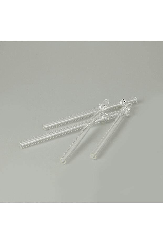 Kalın Figürlü 4'lü Cam Pipet - Şeffaf - 1