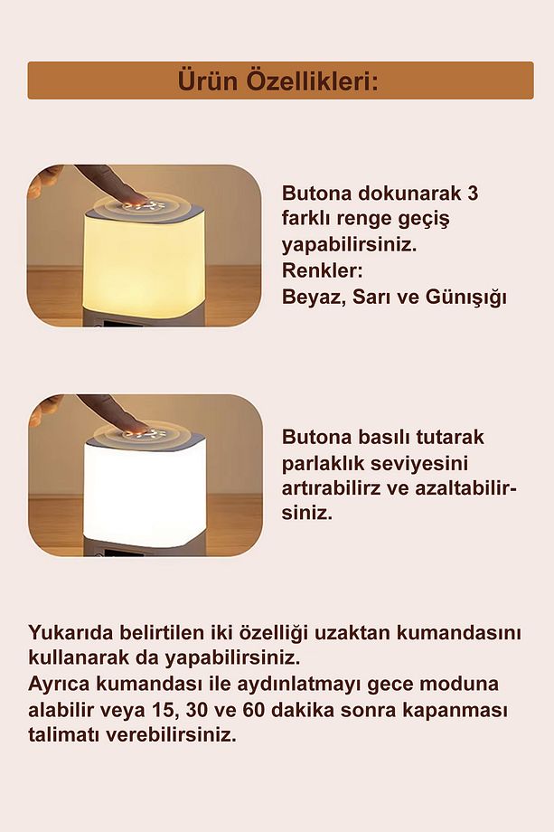Masaüstü Şarjlı Led Aydınlatma  - Gece Lambası - 5