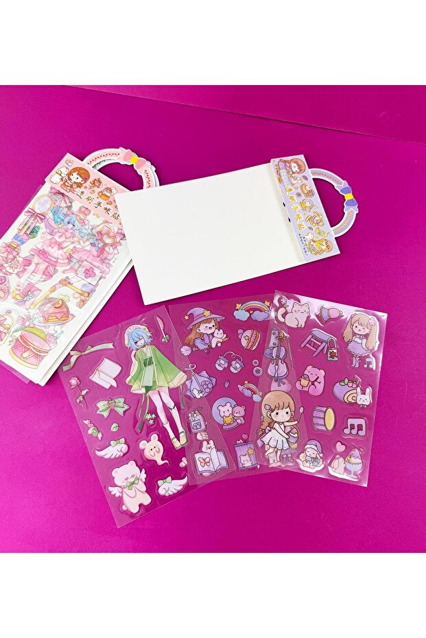 3'lü Tatlı Kız Şeffaf Sticker - 2