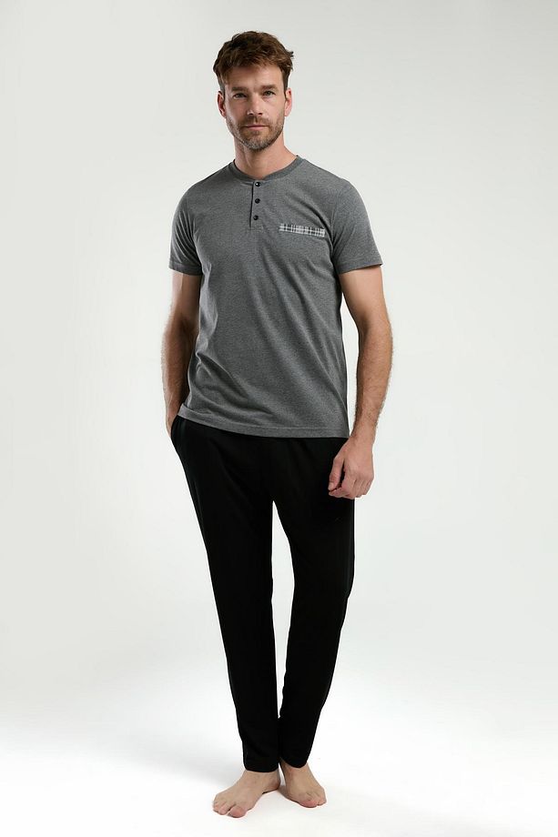 Erkek 3'lü Takım, T-shirt Şort ve Pijama Set - 4
