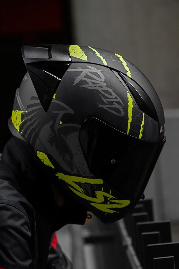 Rapıd 2 Race Raven Mat Siyah-gri-neon Sarı Kask - 2