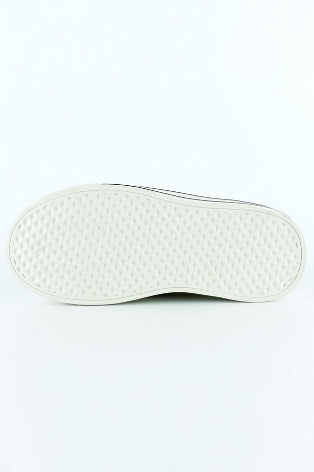 Bej Yüksek Taban Spor Fileli Taşlı Bağcıklı Platform Sneaker - 5