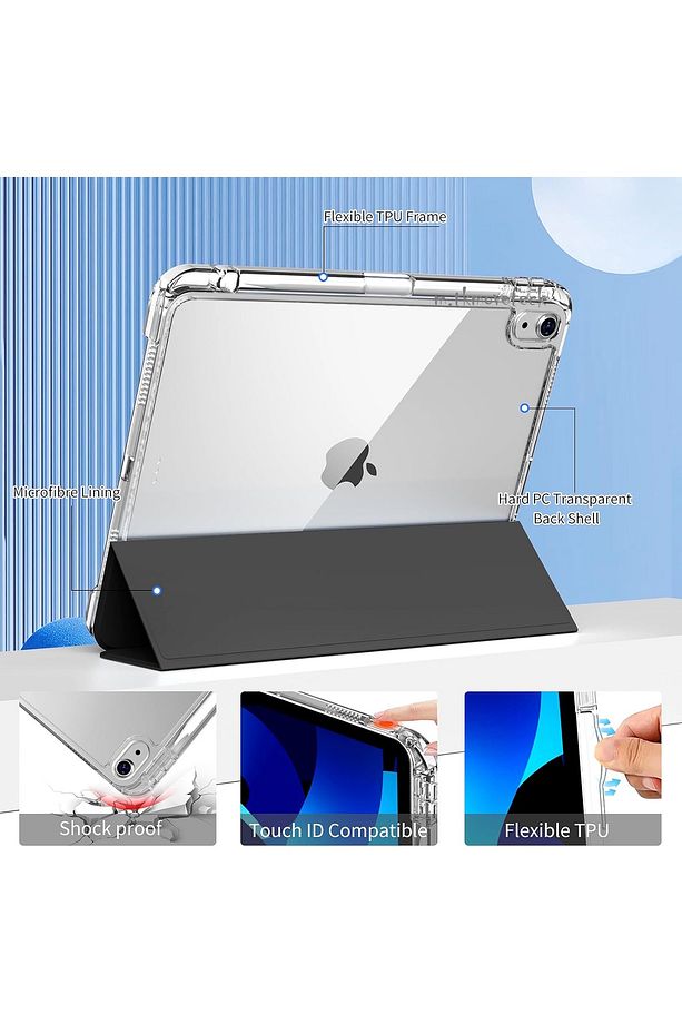 İpad 11. Nesil Tablet Kılıf Manyetik Pen Charge Kalem Bölmeli Akıllı Uyku Modlu Şeffaf A3355/A3356 - 5