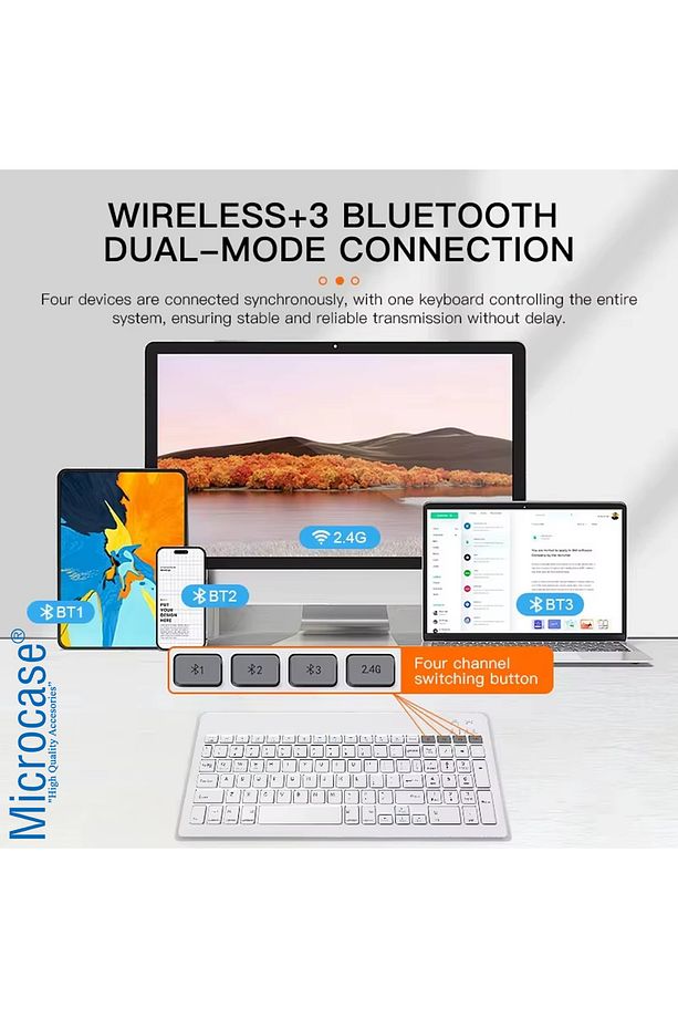 2in1 Kablosuz 2.4g ve Bluetooth Wireless Klavye Mouse Set - AL5043 - 3