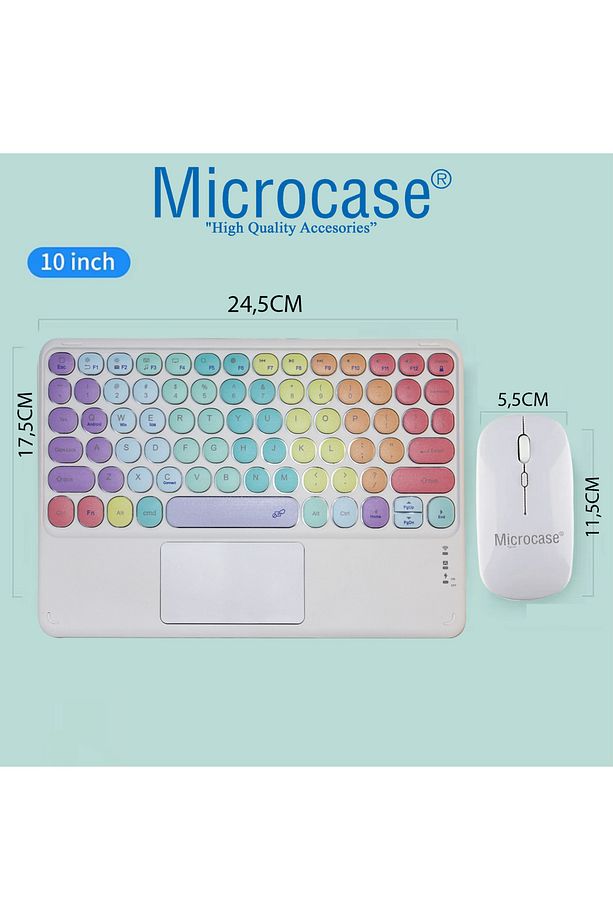 Tablet ve Telefonlar için Gökkuşağı Tasarım Touchpad Bluetooth Klavye ve Mouse Set - AL5042 İNG - 5