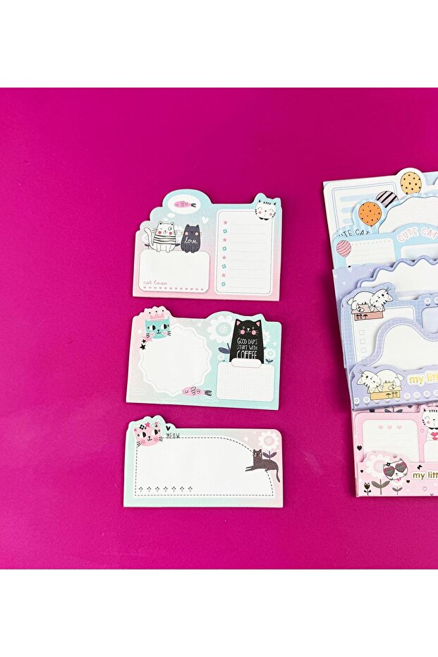 3'lü Sevimli Kedi Tasarımlı Post-it - 4