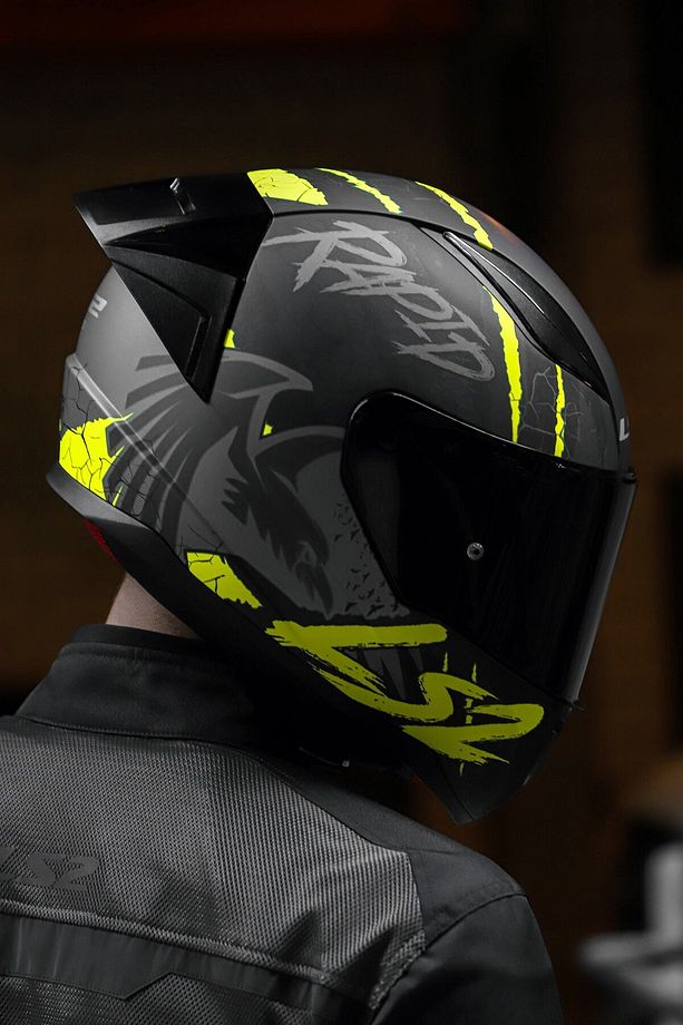 Rapıd 2 Race Raven Mat Siyah-gri-neon Sarı Kask - 7