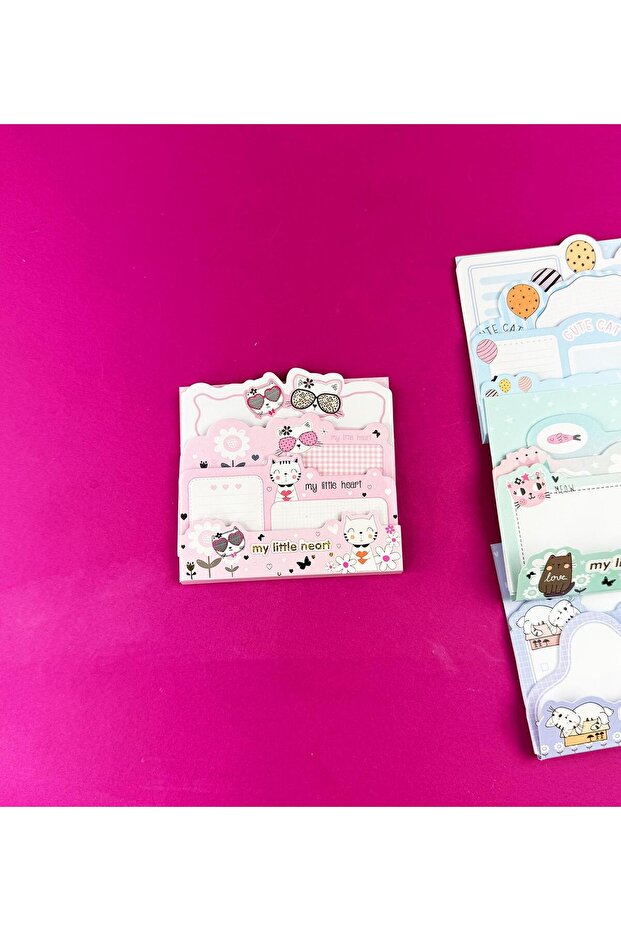 3'lü Sevimli Kedi Tasarımlı Post-it - 7