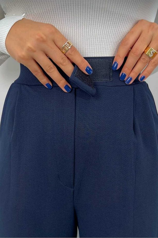 Kadın Likralı Cırt Kapama Plazzo Pantalon - 2