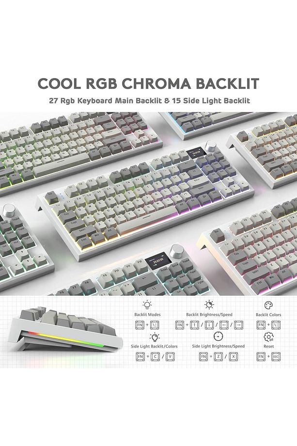 Attack Shark K86 RetroGrey App Uygulamalı Tri-Mode E-Sports Profesyonel Gaming Oyuncu Klavye - 6