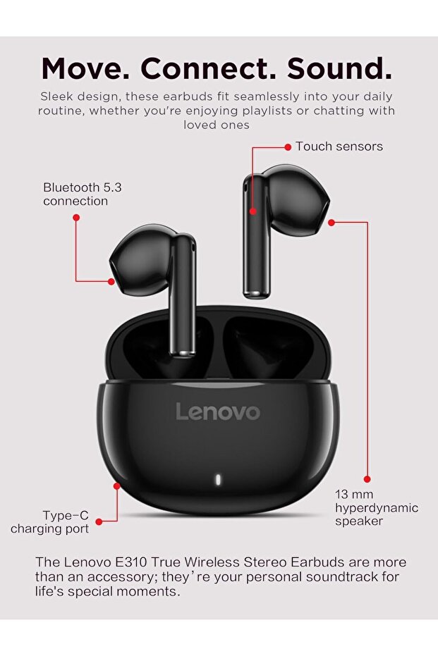 E310 True Wireless Stereo Earbuds standalone - Black - 6