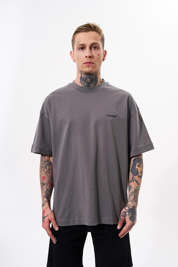 Erkek Basic Pamuklu Oversize Duman Tişört - 1