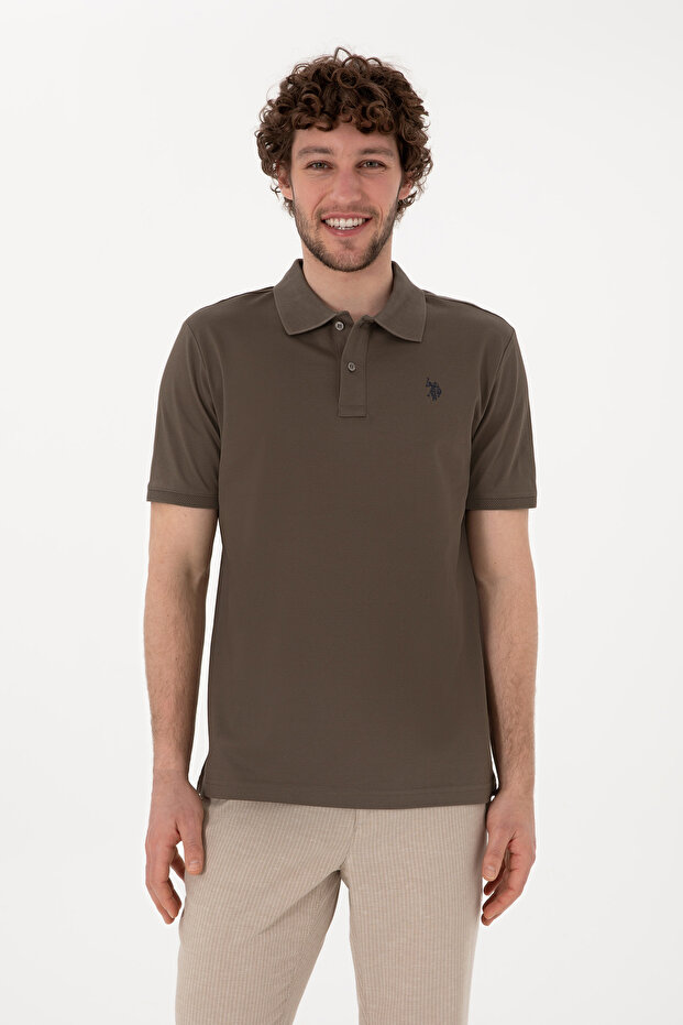 Men's Regular Fit Polo Neck Mink Basic T-Shirt 50298016-Vr052