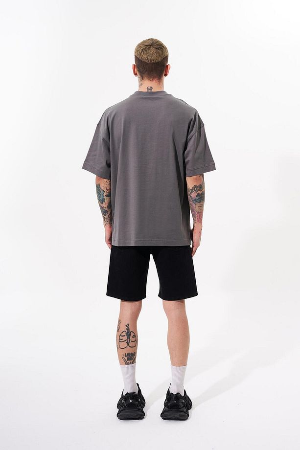 Erkek Basic Pamuklu Oversize Duman Tişört - 7