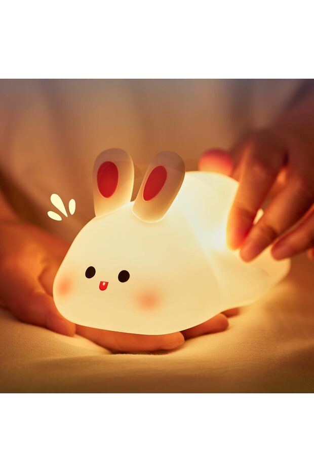 Silicone Bunny LED Night Light, Dimmable Touch Sensor Bedside Lamp for Bedroom