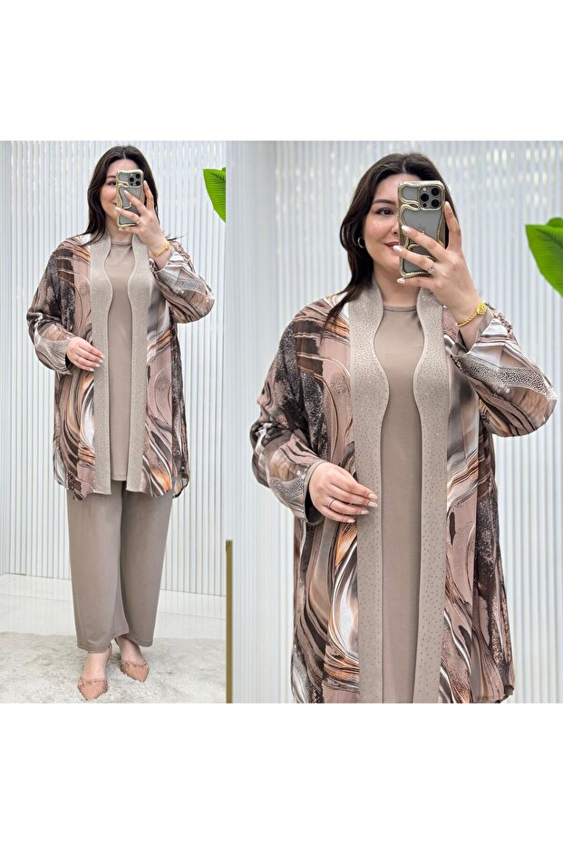 Plus Size Sandy Chiffon 3-Piece Tunic Set - 2