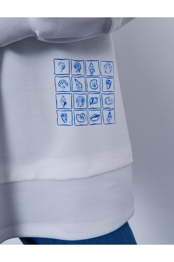 Baskı Detaylı Scuba Sweatshirt Ekru - 7