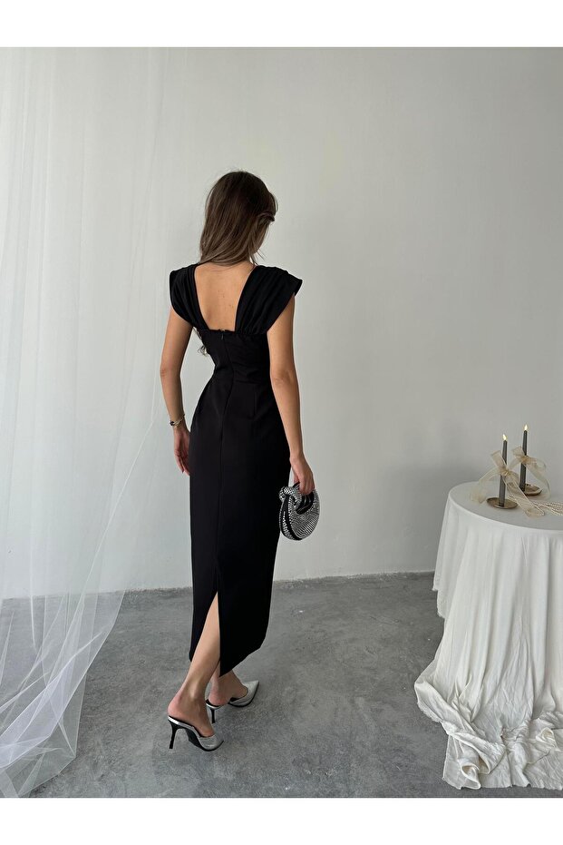 Elenor Uzun Atlas Elbise - 8