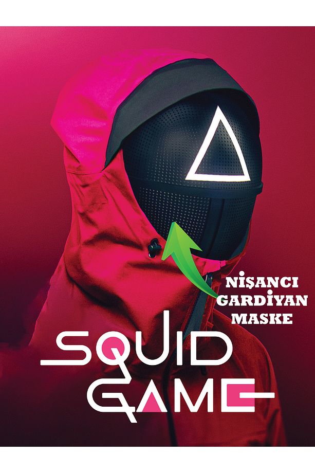 Squid Game Üçgen Gardiyan Maske - Squid Game Nişancı Maskesi - (1 ADET) - 1