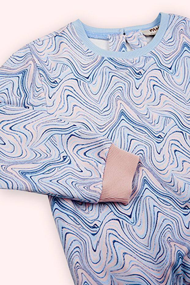 Kız Bebek Baskılı Mavi Sweatshirt - 2