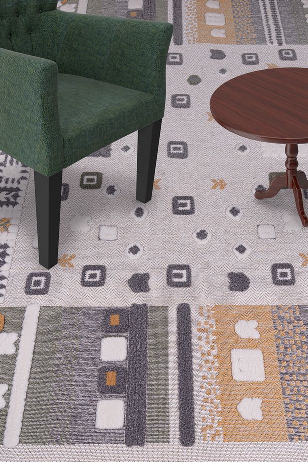 Qavalli Sisal Krem Yumuşak Doku Salon Oturma Odası Mutfak Çocuk Odası Halısı - 3