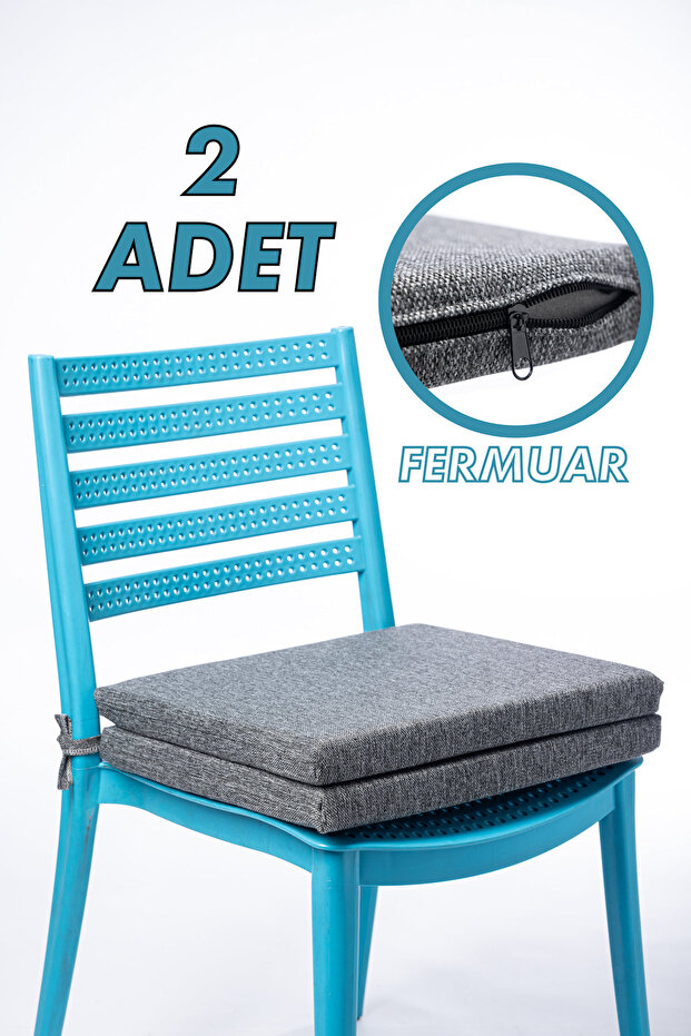 Chair Pad of 2, Zippered Binding and Dark Gray 22 Count - 1