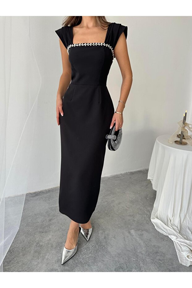 Elenor Uzun Atlas Elbise - 7