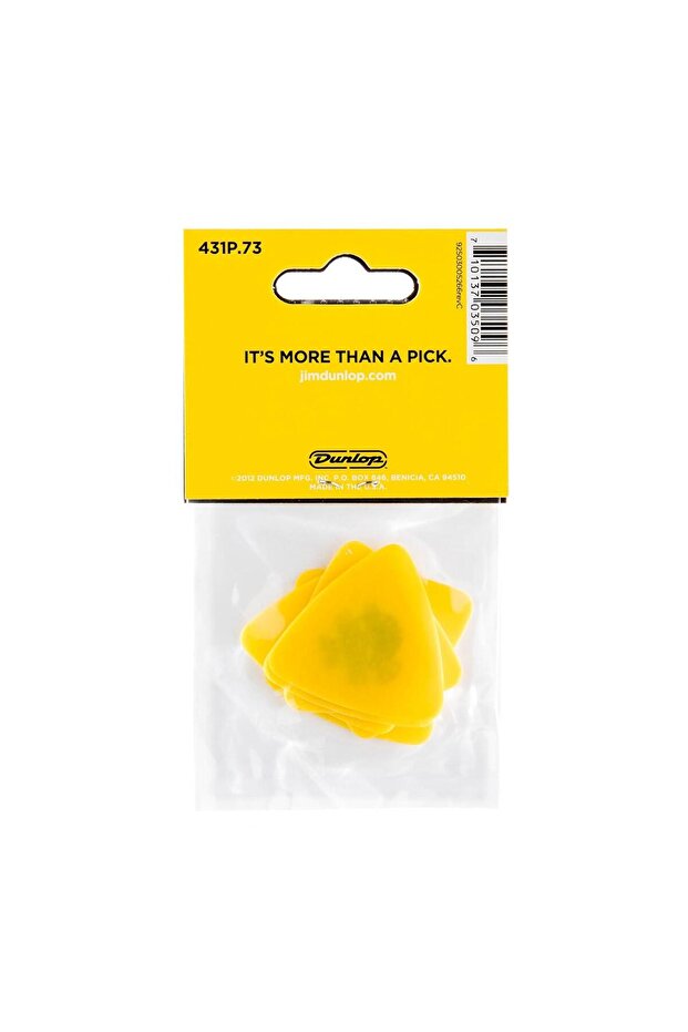 Jim Dunlop 431P.73 Tortex Triangle Yellow 6'lı Paket Pena (0.73 mm) - 3