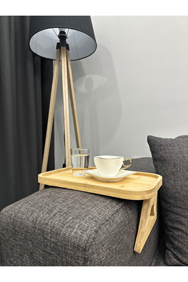 جانب أريكة من الخيزران - صينية تقديم قابلة للطي - 3