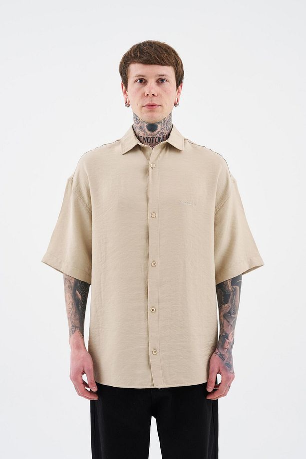 Erkek Basic Beige Gömlek - 4